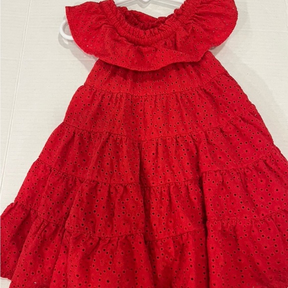 Red Eyelet Ruffle Dress - Picture 4 of 4